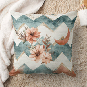 Rustic Moon Floral Chevron Earthy Pattern (1) Cushion