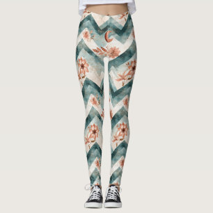 Rustic Moon Floral Chevron Earthy Pattern (2) Leggings