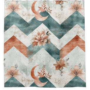 Rustic Moon Floral Chevron Earthy Pattern (3) Shower Curtain