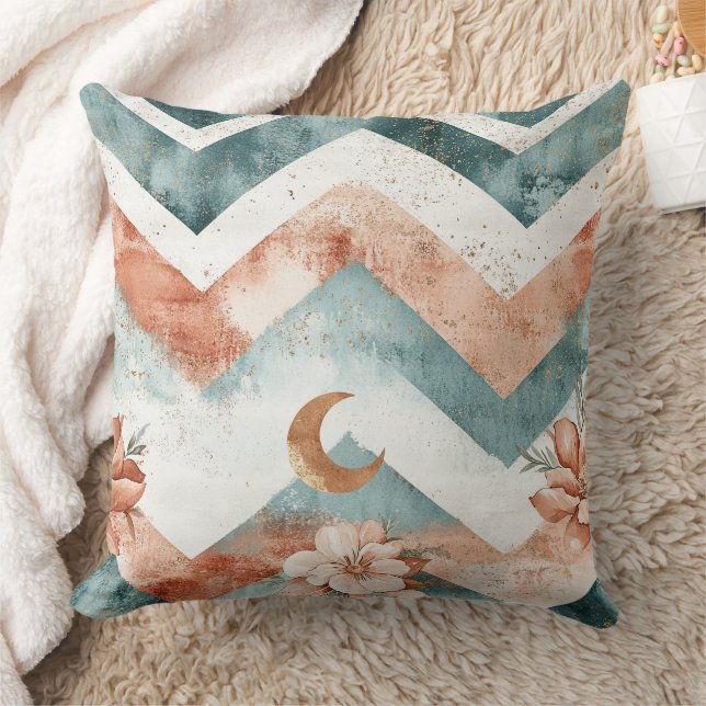 Rustic Moon Floral Chevron Earthy Pattern (4) Cushion (Blanket)