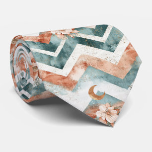 Rustic Moon Floral Chevron Earthy Pattern (4) Tie
