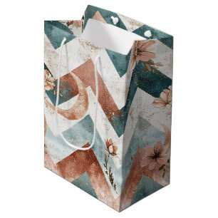 Rustic Moon Floral Chevron Earthy Pattern (5) Medium Gift Bag