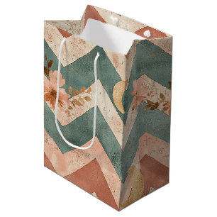 Rustic Moon Floral Chevron Earthy Pattern (6) Medium Gift Bag