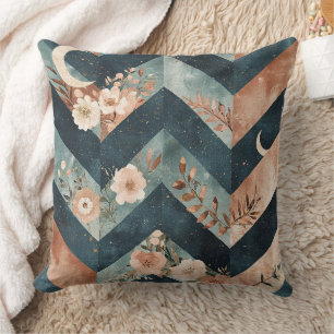 Rustic Moon Floral Chevron Earthy Pattern (9) Cushion