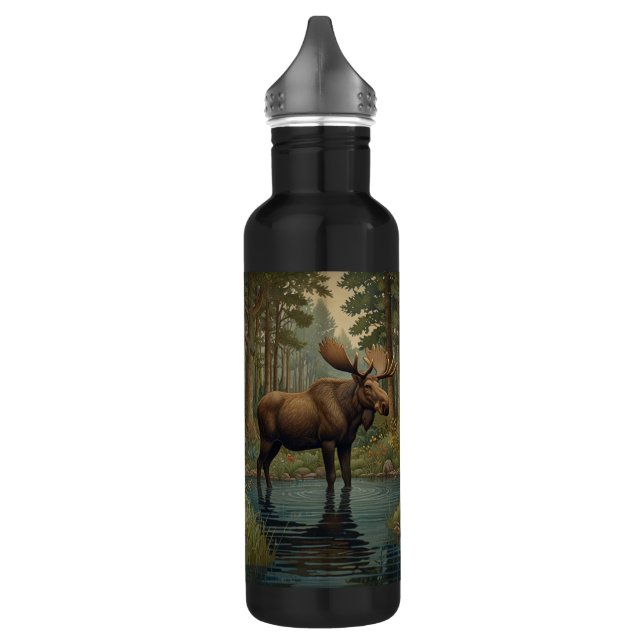 Rustic moose boho woodland forest greenery  710 ml water bottle (Left)