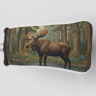 Rustic moose boho woodland forest greenery golf head cover