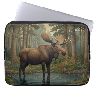 Rustic moose boho woodland forest greenery  laptop sleeve