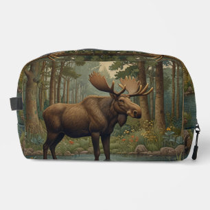Rustic moose elk boho woodland forest greenery  dopp kit