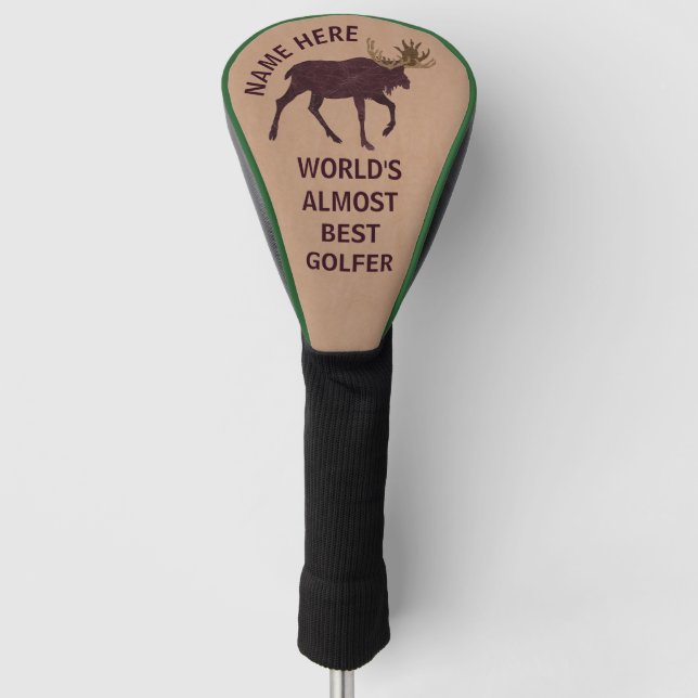 Rustic Moose Faux Leather-Look Funny Golf Head Cover (Front)