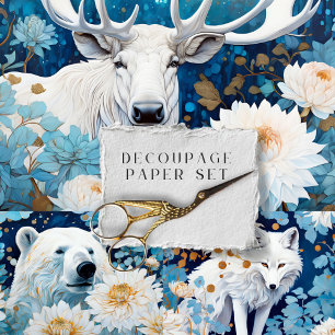 Rustic Moose Fox Bear Decoupage Wrapping Paper Sheet