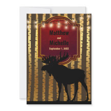 Rustic Moose, Gold Aspen Trees and Lights Wedding