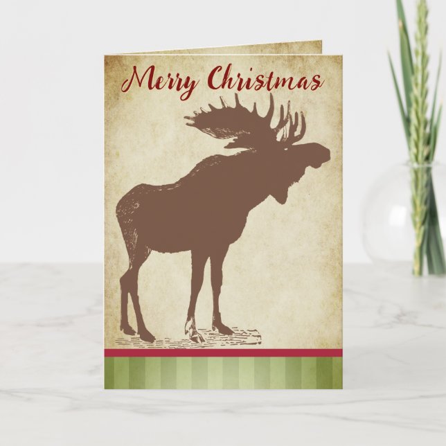 Rustic Moose Merry Christmas Holiday (Front)