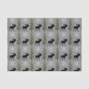 Rustic Moose Snowflake and Pine Tree  Tissue Paper