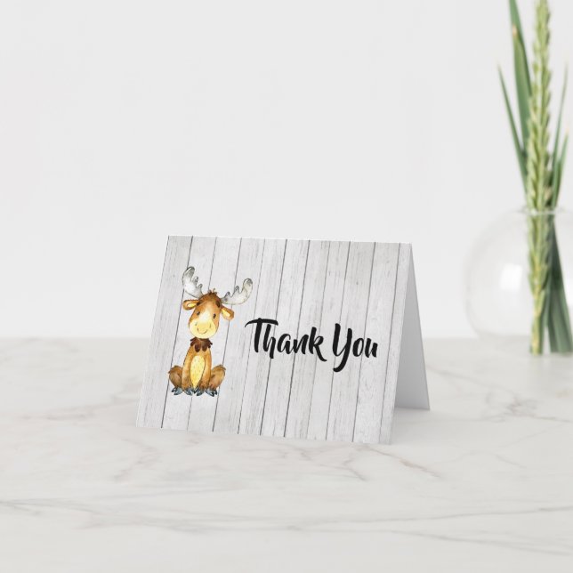 Rustic Moose Thank You Card (Front)