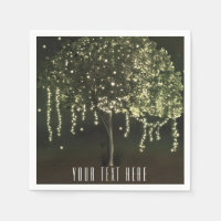 Rustic Mossy Lighted Tree Wedding Napkins