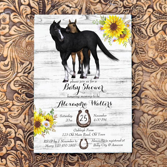 Rustic mother horse foal baby shower invitation (Creator Uploaded)