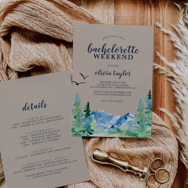 Rustic Mountain Bachelorette Weekend with Details Invitation (Creator Uploaded)