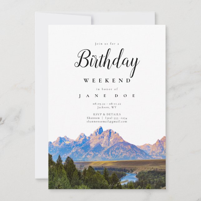 Rustic Mountain Birthday Weekend Invitation (Front)
