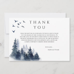 Rustic Mountain Boho Evergreen Thank You Card 