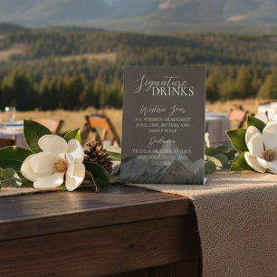 Rustic Mountain Brown Signature Drink Wedding  Pedestal Sign