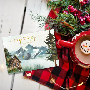 Rustic Mountain Cabin Christmas Holiday Card