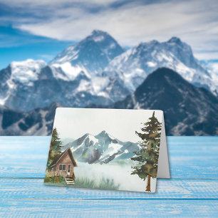 Rustic Mountain Cabin Inspirational Quote Card
