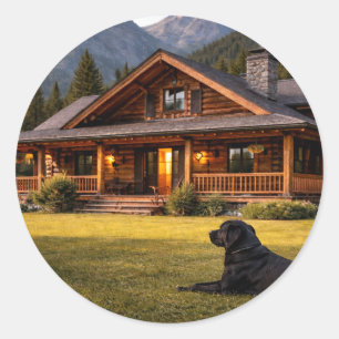Rustic mountain cabin sticker 