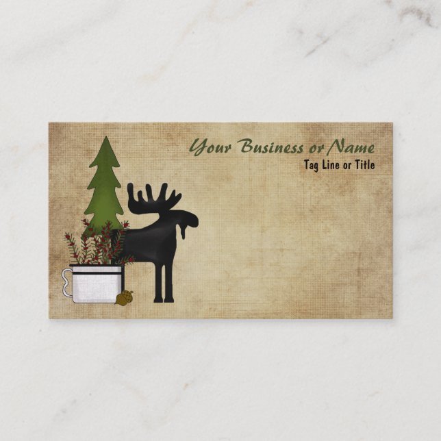 Rustic Mountain Country Moose Business Card (Front)