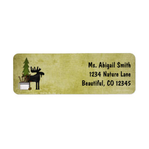 Rustic Mountain Country Silhouette Moose Address