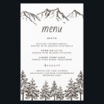 Rustic Mountain Elegant Pine Wedding Menu Cards<br><div class="desc">Design features sketches of mountains and rustic pine trees with a watercolor wood grain back. Check on-screen previews before checking out to make sure your personal details print to your satisfaction.</div>