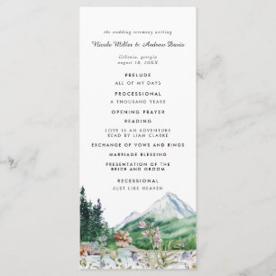Rustic Mountain Floral Wedding Ceremony Program Programme
