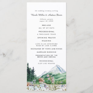 Rustic Mountain Floral Wedding Ceremony Program Programme