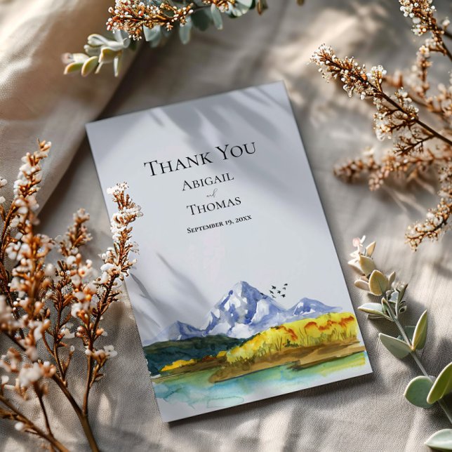 Rustic Mountain Folded Wedding Thank You Card (Creator Uploaded)