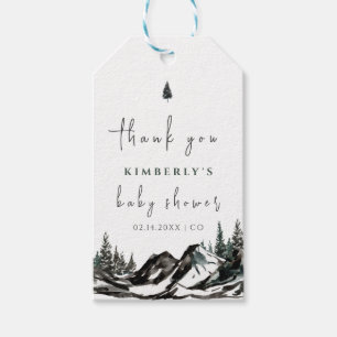 Rustic Mountain Forest Baby Shower Thank You Gift Tags