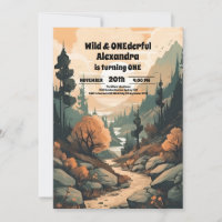 Rustic Mountain Forest Evergreen 1st Birthday