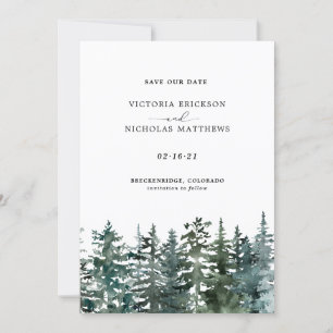 Rustic Mountain Forest Evergreen Tree Wedding Invi Invitation