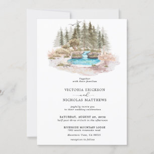 Rustic Mountain Forest Evergreen Tree Wedding Invitation