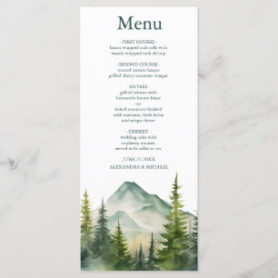 Rustic Mountain Forest Evergreen Tree Wedding Menu