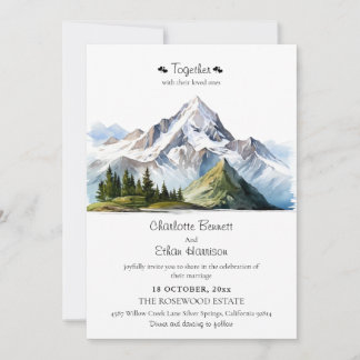Rustic Mountain Forest green Tree Wedding Invitation