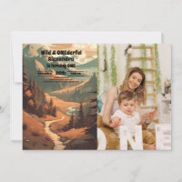 Rustic Mountain Forest Photo 1st Birthday