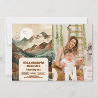 Rustic Mountain Forest Photo 1st Birthday