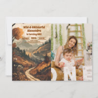Rustic Mountain Forest Photo 1st Birthday