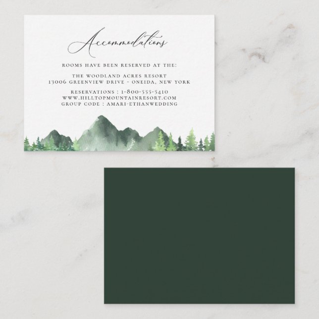Rustic Mountain Forest Wedding Accommodations Enclosure Card (Front/Back)