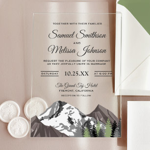 Rustic Mountain Forest Wedding Acrylic Invitations