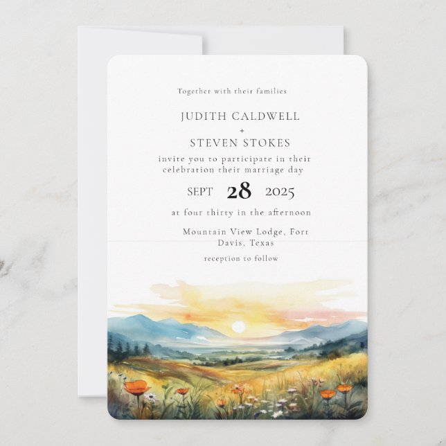 Rustic Mountain Forest Wedding Invitation (Front)
