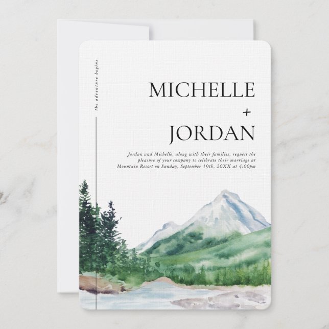 Rustic Mountain Forest Wedding Invitation (Front)