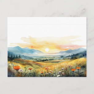 Rustic Mountain Forest Wedding Invitation Postcard