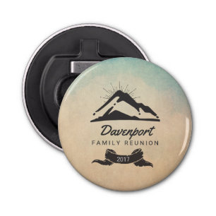 Rustic Mountain Illustration Family Reunion Bottle Opener