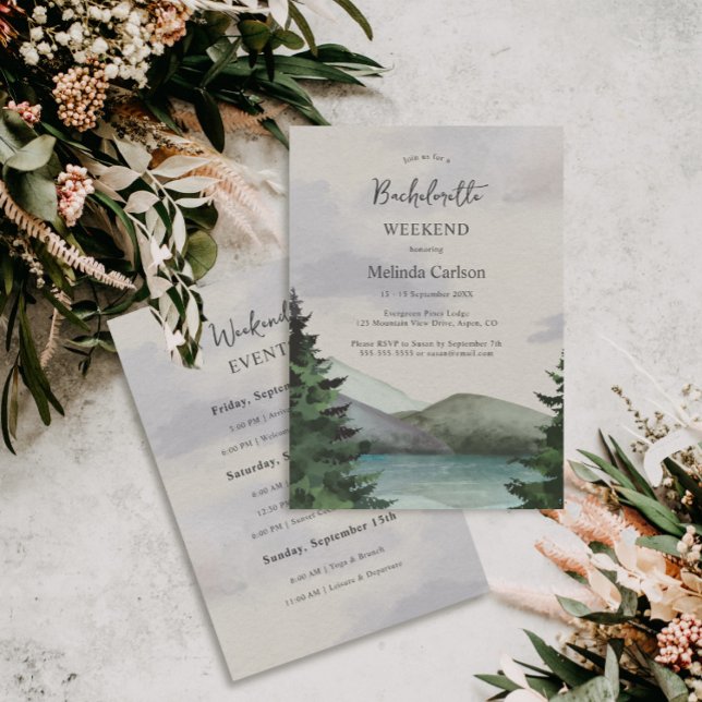 Rustic Mountain & Lake Bachelorette Weekend Invitation (Creator Uploaded)