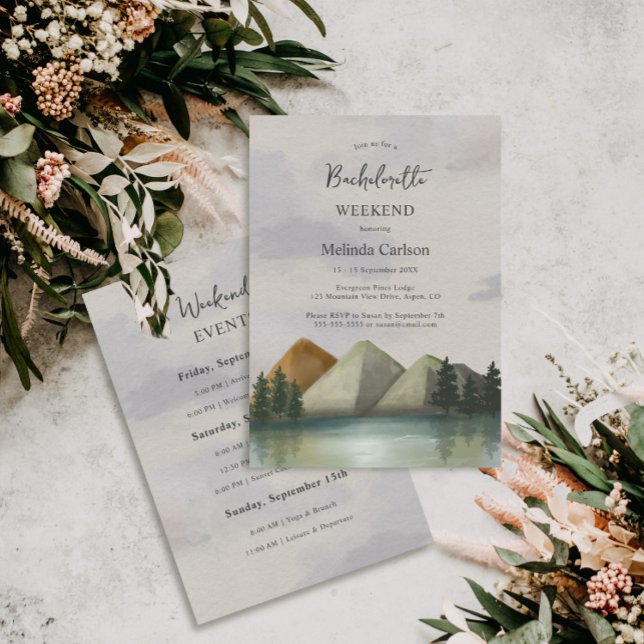 Rustic Mountain & Lake Bachelorette Weekend Invitation (Creator Uploaded)